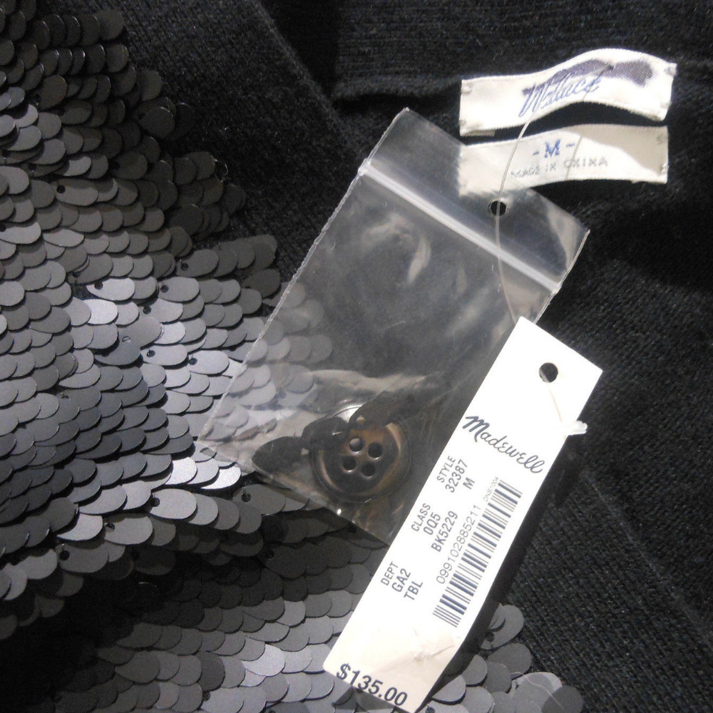 MADEWELL Black Sequin Cardigan Sweater NWT $135 - Picture 7 of 8